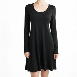 Eileen Fisher Black Asymmetrical Hem Long Sleeve Dress, Size PS/PP